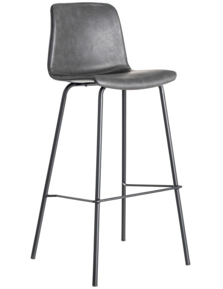 Tabouret de bar industriel chic en Polyuréthane Noir Métal Noir Polypropylène Saroya (Lot de 2) - 1