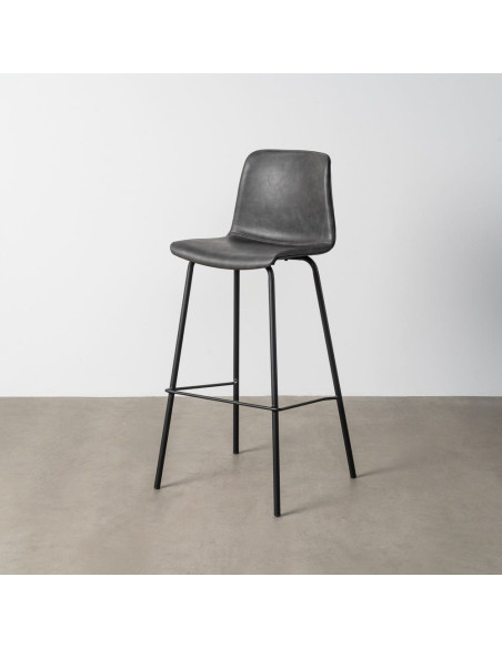 Tabouret de bar industriel chic en Polyuréthane Noir Métal Noir Polypropylène Saroya (Lot de 2) - 2