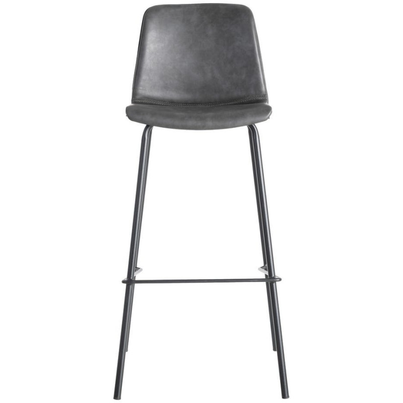Tabouret de bar industriel chic en Polyuréthane Noir Métal Noir Polypropylène Saroya (Lot de 2) - 3
