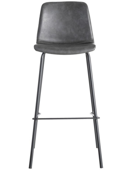 Tabouret de bar industriel chic en Polyuréthane Noir Métal Noir Polypropylène Saroya (Lot de 2) - 3