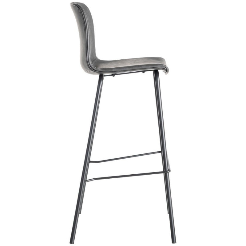 Tabouret de bar industriel chic en Polyuréthane Noir Métal Noir Polypropylène Saroya (Lot de 2) - 4