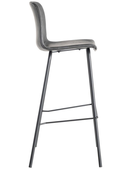 Tabouret de bar industriel chic en Polyuréthane Noir Métal Noir Polypropylène Saroya (Lot de 2) - 4