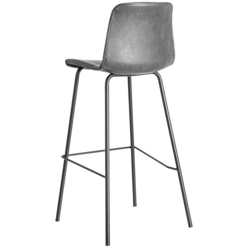 Tabouret de bar industriel chic en Polyuréthane Noir Métal Noir Polypropylène Saroya (Lot de 2) - 5