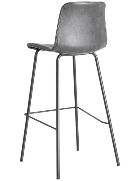 Tabouret de bar industriel chic en Polyuréthane Noir Métal Noir Polypropylène Saroya (Lot de 2) - 5