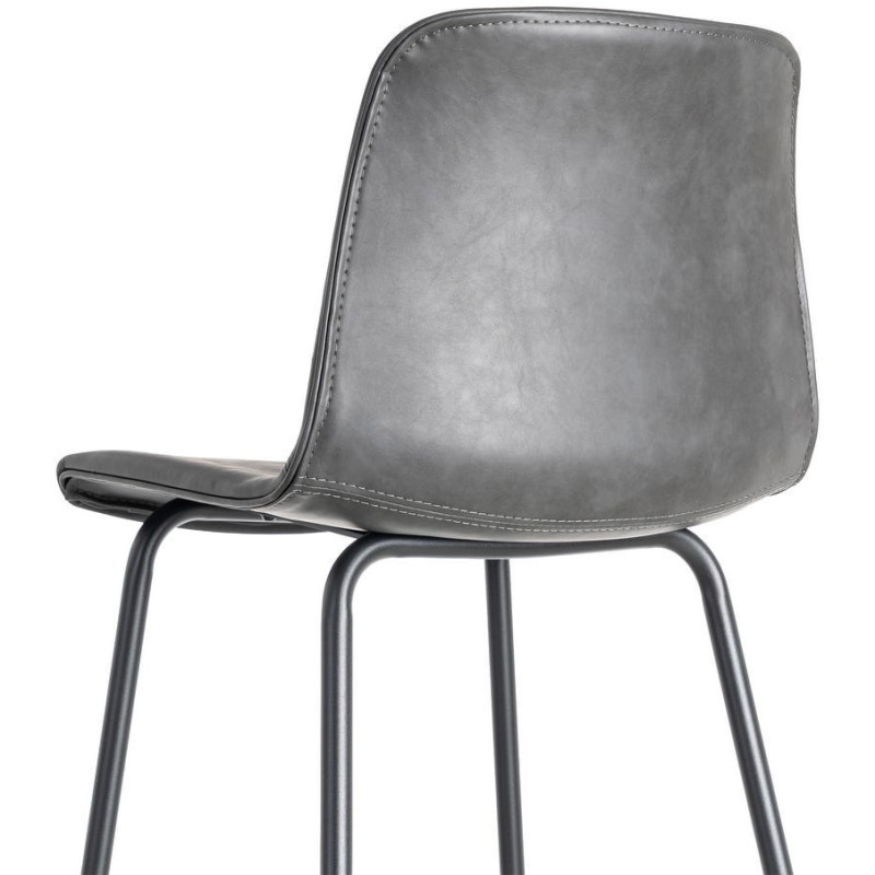 Tabouret de bar industriel chic en Polyuréthane Noir Métal Noir Polypropylène Saroya (Lot de 2) - 6