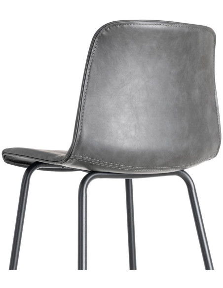 Tabouret de bar industriel chic en Polyuréthane Noir Métal Noir Polypropylène Saroya (Lot de 2) - 6