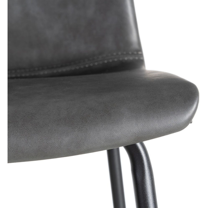 Tabouret de bar industriel chic en Polyuréthane Noir Métal Noir Polypropylène Saroya (Lot de 2) - 9