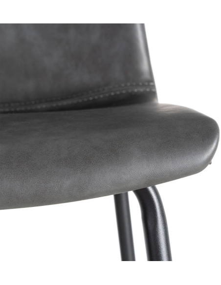 Tabouret de bar industriel chic en Polyuréthane Noir Métal Noir Polypropylène Saroya (Lot de 2) - 9