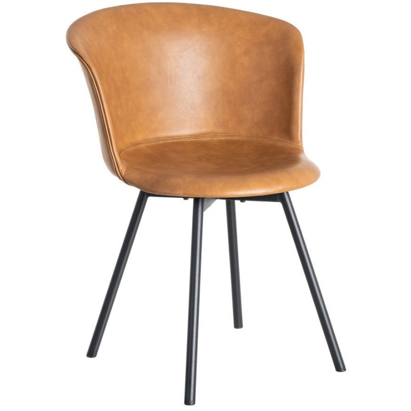 Chaise industrielle en Polyuréthane Marron camel Métal Noir Polypropylène Goyali (Lot de 2) - 1