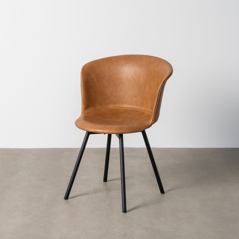 Chaise industrielle en Polyuréthane Marron camel Métal Noir Polypropylène Goyali (Lot de 2) - 2