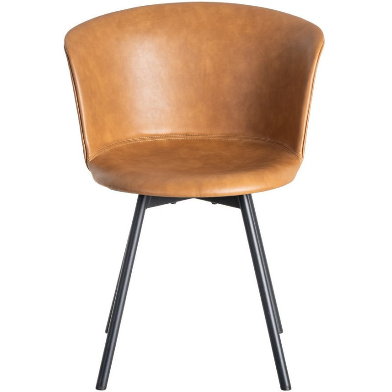 Chaise industrielle en Polyuréthane Marron camel Métal Noir Polypropylène Goyali (Lot de 2) - 3