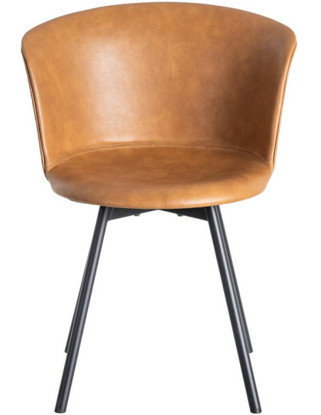 Chaise industrielle en Polyuréthane Marron camel Métal Noir Polypropylène Goyali (Lot de 2) - 3