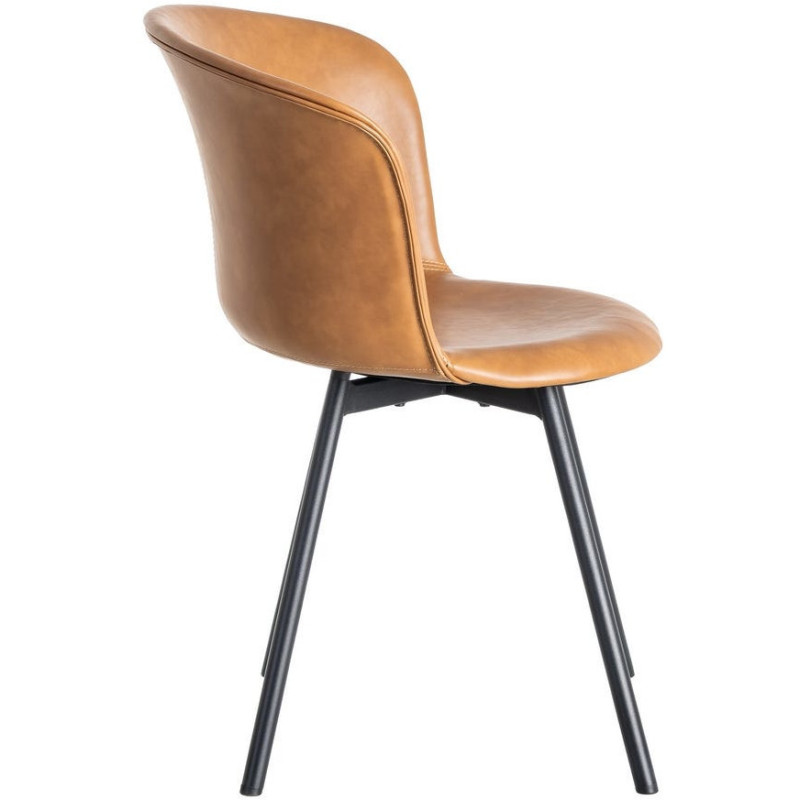 Chaise industrielle en Polyuréthane Marron camel Métal Noir Polypropylène Goyali (Lot de 2) - 4