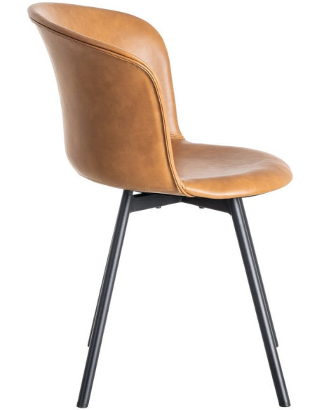 Chaise industrielle en Polyuréthane Marron camel Métal Noir Polypropylène Goyali (Lot de 2) - 4