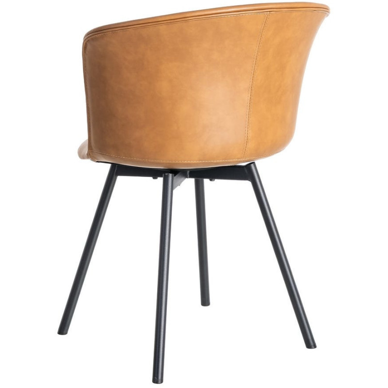 Chaise industrielle en Polyuréthane Marron camel Métal Noir Polypropylène Goyali (Lot de 2) - 5