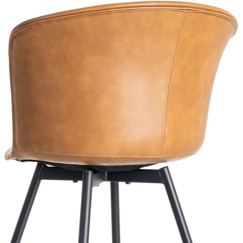 Chaise industrielle en Polyuréthane Marron camel Métal Noir Polypropylène Goyali (Lot de 2) - 6