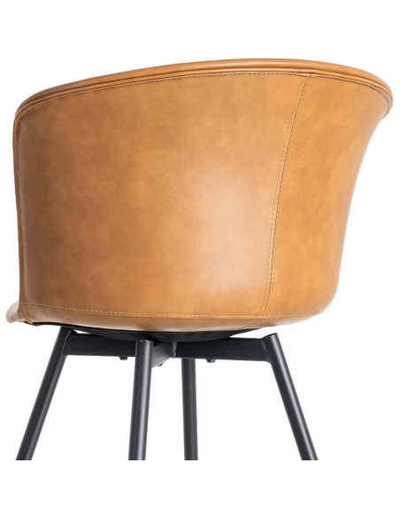 Chaise industrielle en Polyuréthane Marron camel Métal Noir Polypropylène Goyali (Lot de 2) - 6