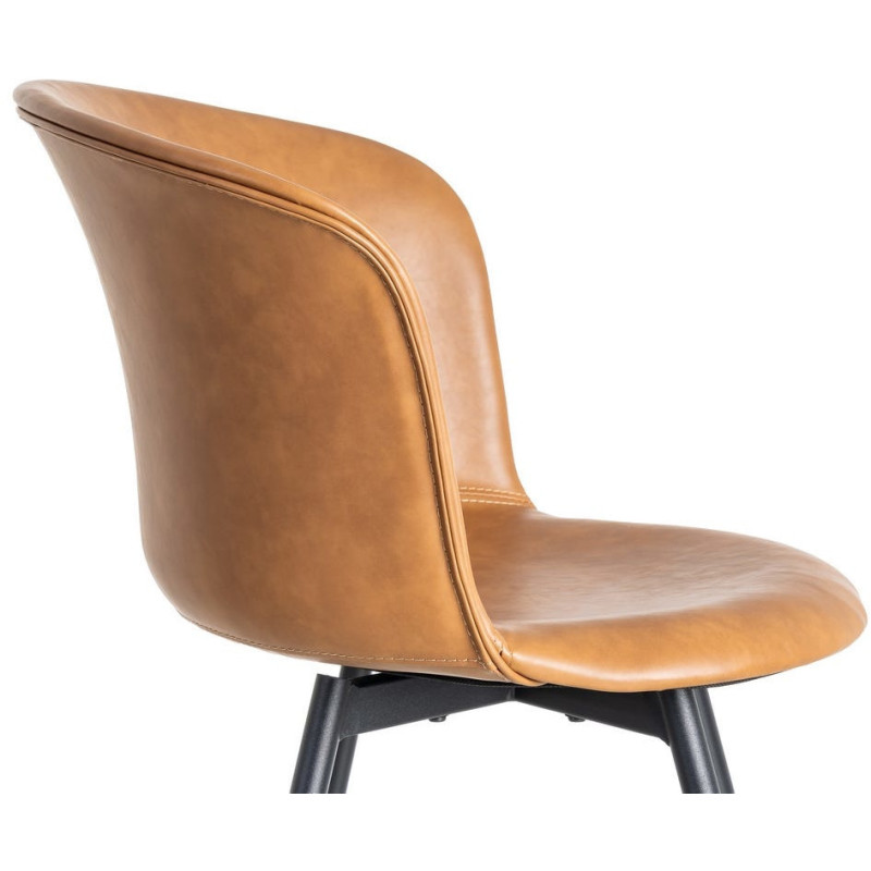 Chaise industrielle en Polyuréthane Marron camel Métal Noir Polypropylène Goyali (Lot de 2) - 7