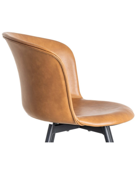 Chaise industrielle en Polyuréthane Marron camel Métal Noir Polypropylène Goyali (Lot de 2) - 7