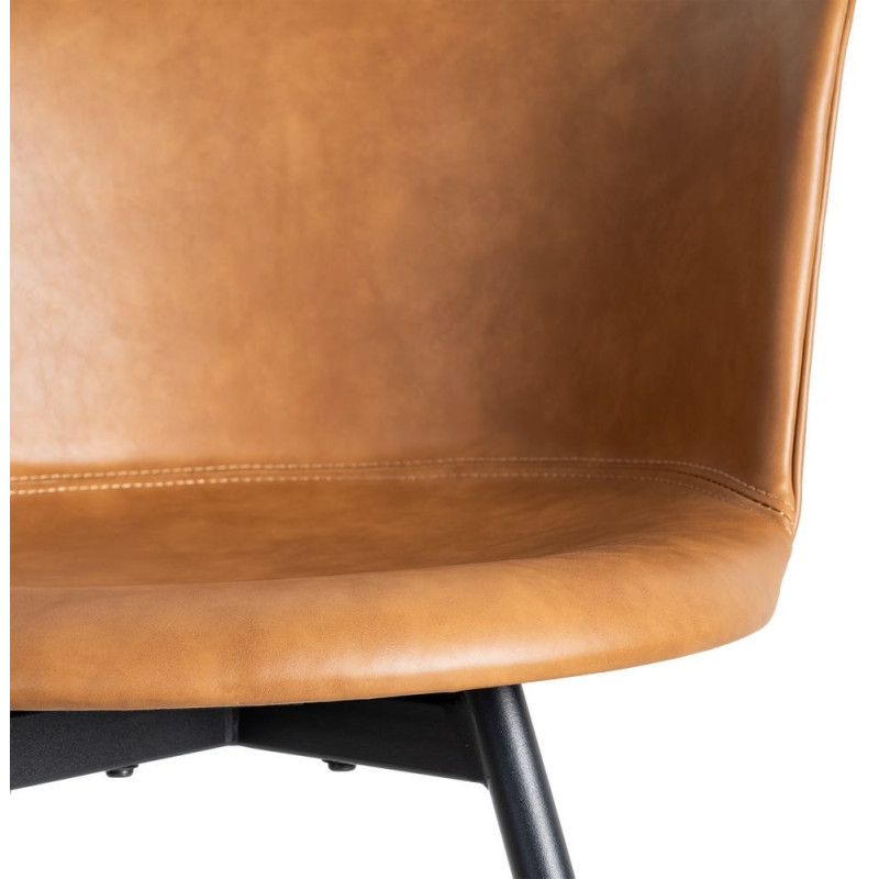 Chaise industrielle en Polyuréthane Marron camel Métal Noir Polypropylène Goyali (Lot de 2) - 9