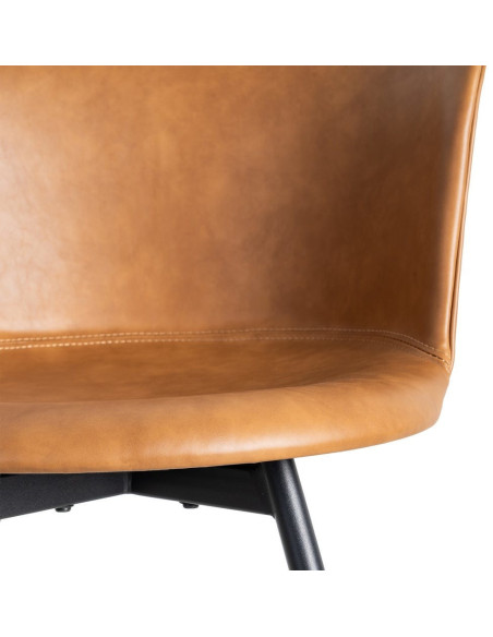 Chaise industrielle en Polyuréthane Marron camel Métal Noir Polypropylène Goyali (Lot de 2) - 9