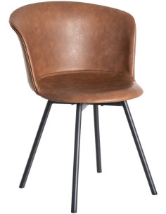 Chaise industrielle en Polyuréthane Marron Métal Noir Polypropylène Goyali (Lot de 2) - 1