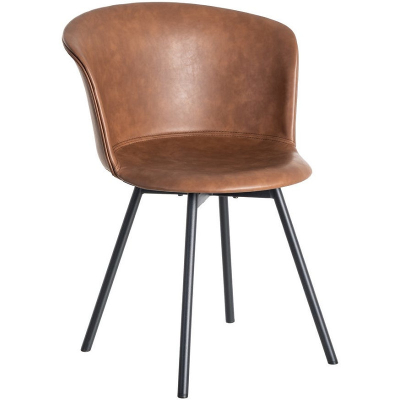 Chaise industrielle en Polyuréthane Marron Métal Noir Polypropylène Goyali (Lot de 2) - 1