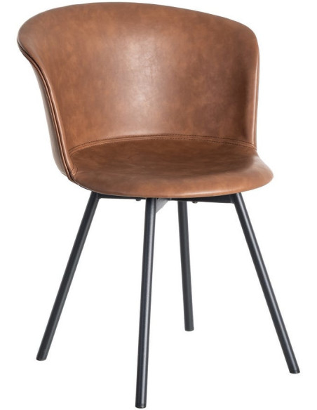 Chaise industrielle en Polyuréthane Marron Métal Noir Polypropylène Goyali (Lot de 2) - 1