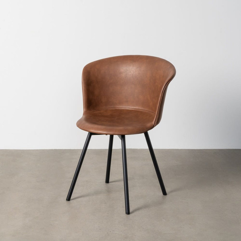 Chaise industrielle en Polyuréthane Marron Métal Noir Polypropylène Goyali (Lot de 2) - 2