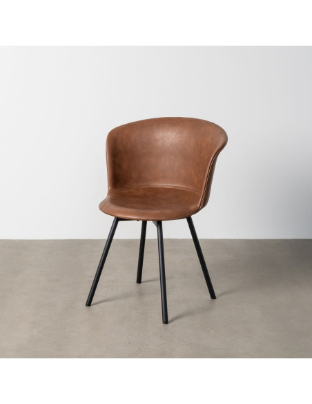 Chaise industrielle en Polyuréthane Marron Métal Noir Polypropylène Goyali (Lot de 2) - 2