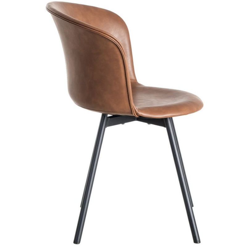 Chaise industrielle en Polyuréthane Marron Métal Noir Polypropylène Goyali (Lot de 2) - 3