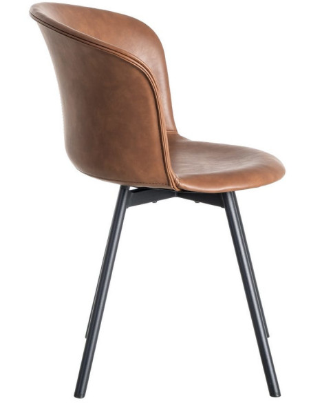 Chaise industrielle en Polyuréthane Marron Métal Noir Polypropylène Goyali (Lot de 2) - 3