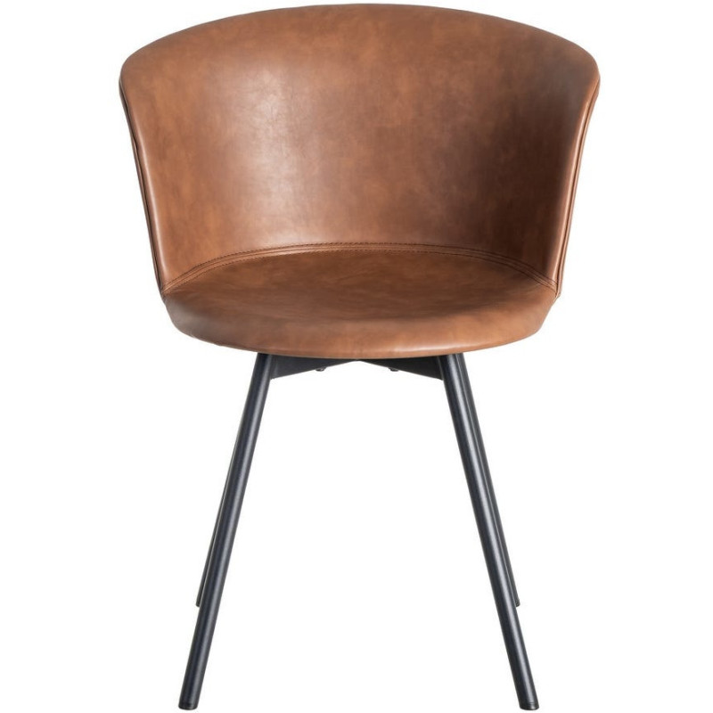 Chaise industrielle en Polyuréthane Marron Métal Noir Polypropylène Goyali (Lot de 2) - 4