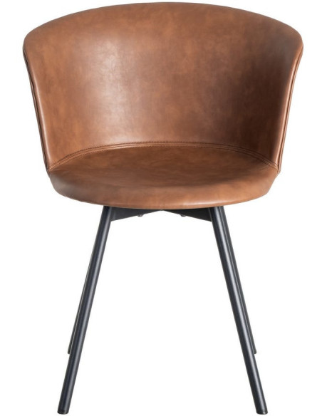 Chaise industrielle en Polyuréthane Marron Métal Noir Polypropylène Goyali (Lot de 2) - 4