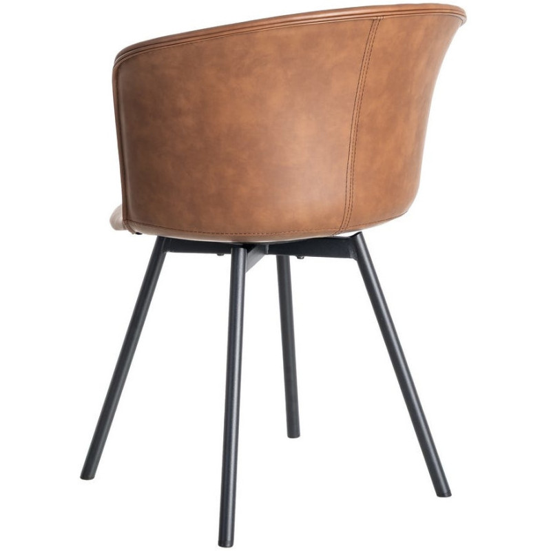 Chaise industrielle en Polyuréthane Marron Métal Noir Polypropylène Goyali (Lot de 2) - 5