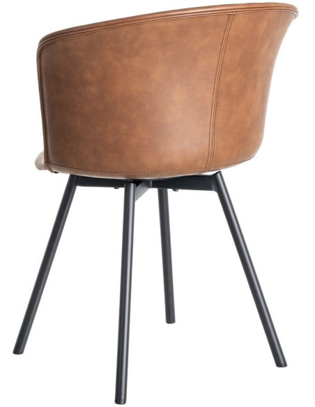 Chaise industrielle en Polyuréthane Marron Métal Noir Polypropylène Goyali (Lot de 2) - 5