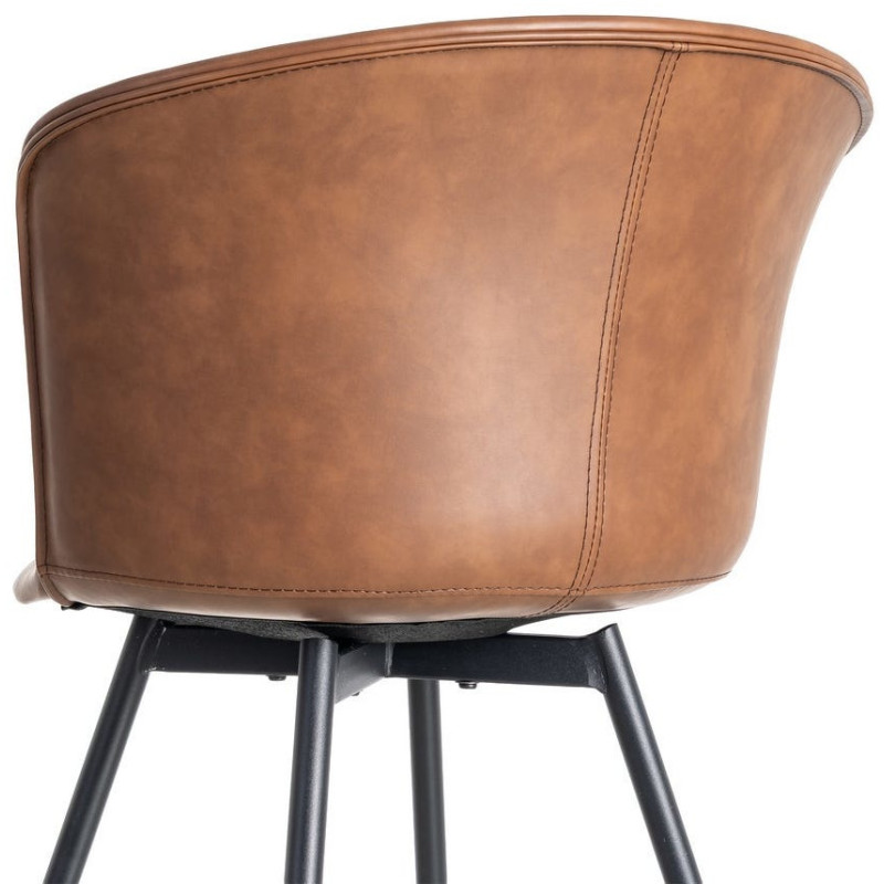 Chaise industrielle en Polyuréthane Marron Métal Noir Polypropylène Goyali (Lot de 2) - 6