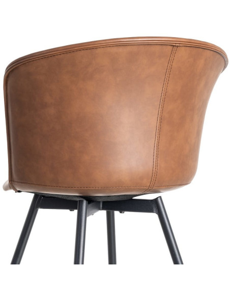 Chaise industrielle en Polyuréthane Marron Métal Noir Polypropylène Goyali (Lot de 2) - 6