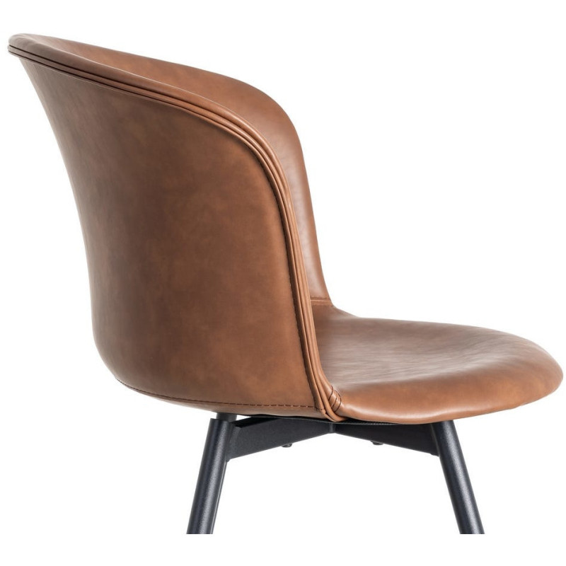 Chaise industrielle en Polyuréthane Marron Métal Noir Polypropylène Goyali (Lot de 2) - 7