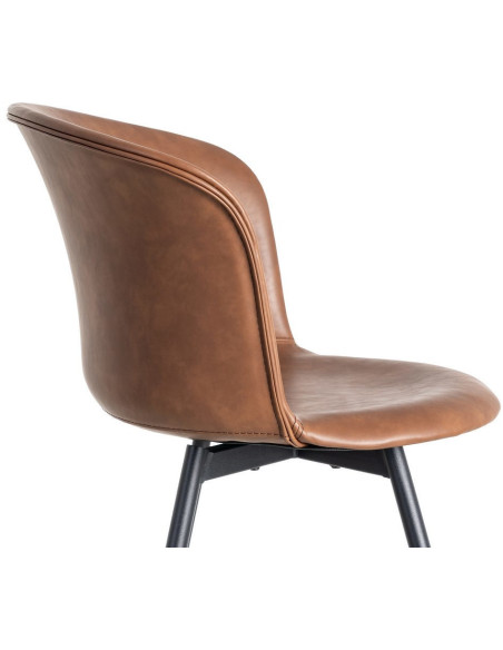 Chaise industrielle en Polyuréthane Marron Métal Noir Polypropylène Goyali (Lot de 2) - 7