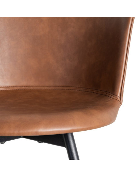 Chaise industrielle en Polyuréthane Marron Métal Noir Polypropylène Goyali (Lot de 2) - 9