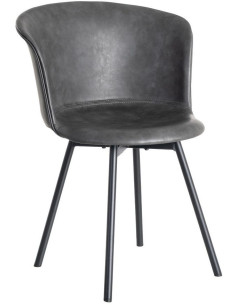 Chaise industrielle en Polyuréthane Noir Métal Noir Polypropylène Goyali (Lot de 2) - 1