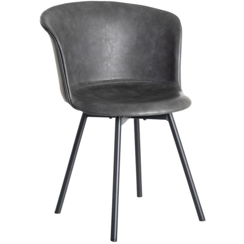 Chaise industrielle en Polyuréthane Noir Métal Noir Polypropylène Goyali (Lot de 2) - 1