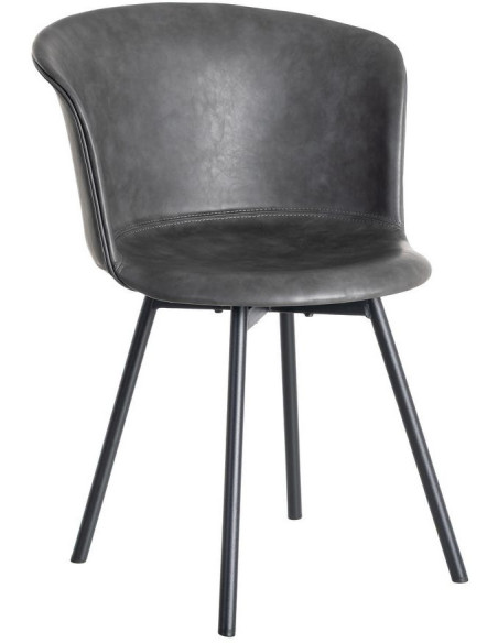 Chaise industrielle en Polyuréthane Noir Métal Noir Polypropylène Goyali (Lot de 2) - 1