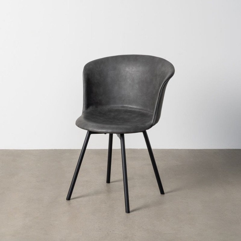 Chaise industrielle en Polyuréthane Noir Métal Noir Polypropylène Goyali (Lot de 2) - 2