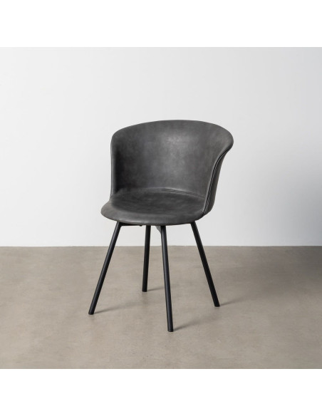 Chaise industrielle en Polyuréthane Noir Métal Noir Polypropylène Goyali (Lot de 2) - 2