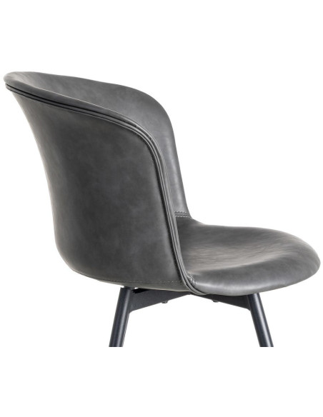 Chaise industrielle en Polyuréthane Noir Métal Noir Polypropylène Goyali (Lot de 2) - 7