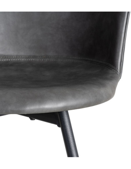 Chaise industrielle en Polyuréthane Noir Métal Noir Polypropylène Goyali (Lot de 2) - 9