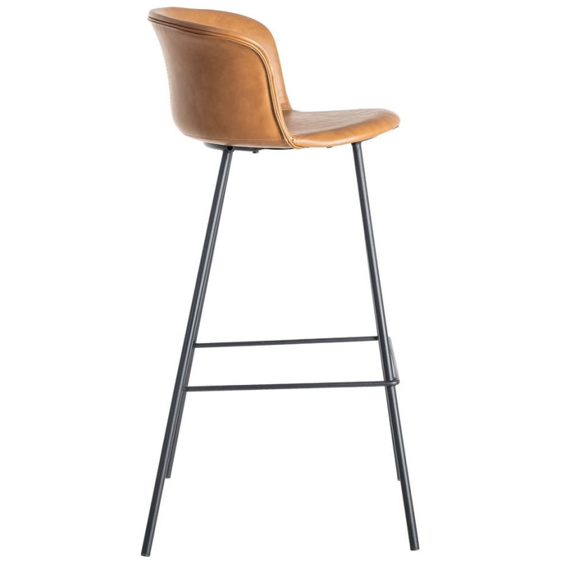 Tabouret de bar industriel en Polyuréthane Marron camel Métal Noir Polypropylène Goyali (Lot de 2) - 4