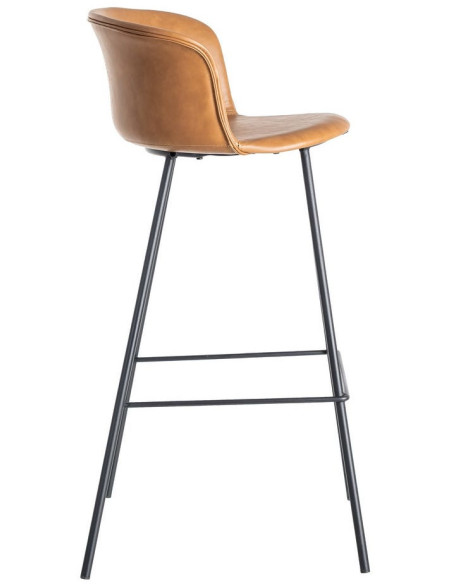 Tabouret de bar industriel en Polyuréthane Marron camel Métal Noir Polypropylène Goyali (Lot de 2) - 4